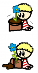 Baby America and the flower pot 