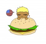 he LOVEs his burger plushie