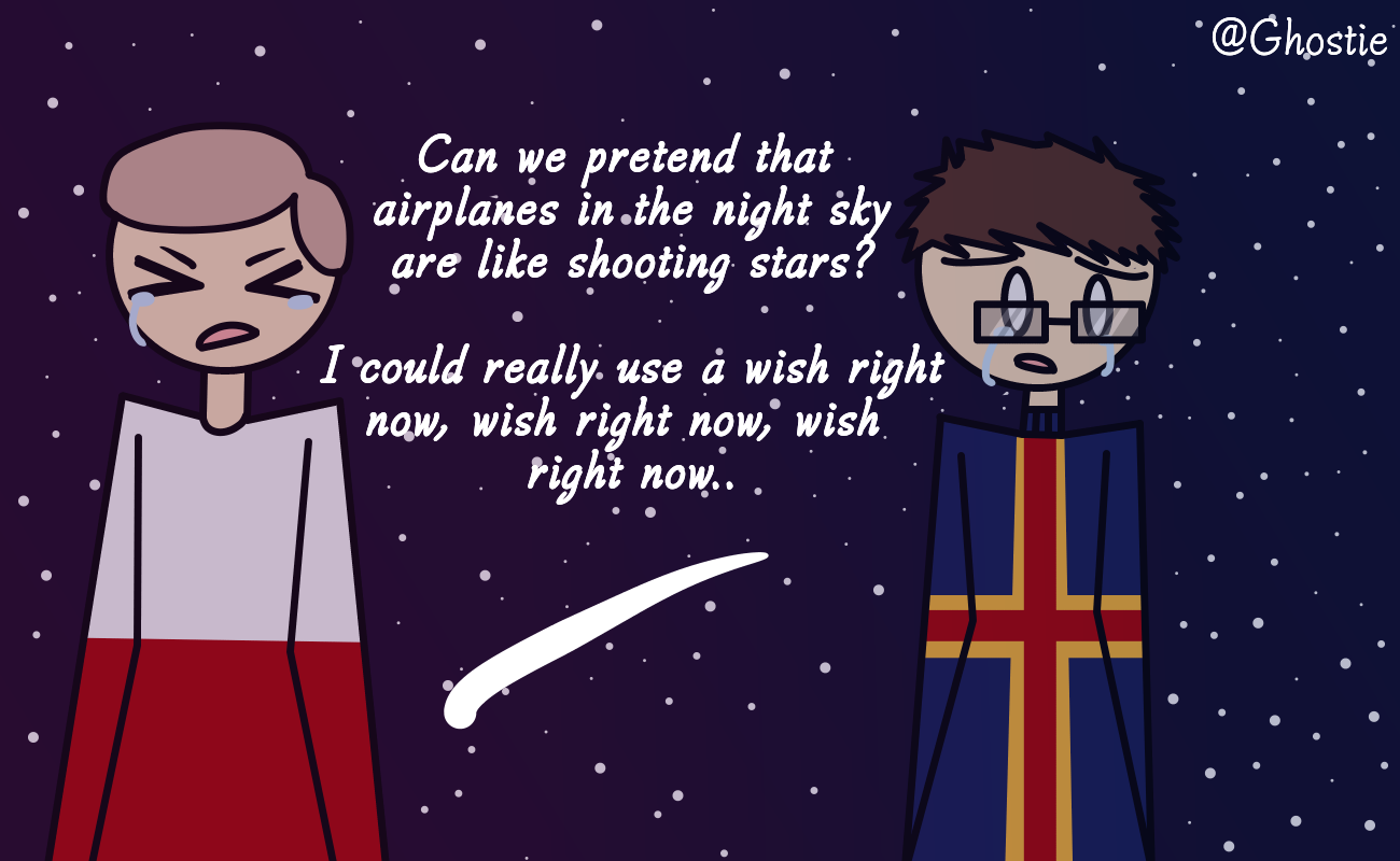 Can we pretend that airplanes in the night skies are like shooting stars? satwcomic.com