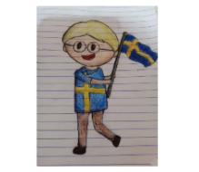 A Sketch of Brother Sweden holding Swedish Flag satwcomic.com