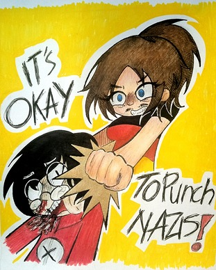 Sister Germany. "It's okay to punch N*zis!!"