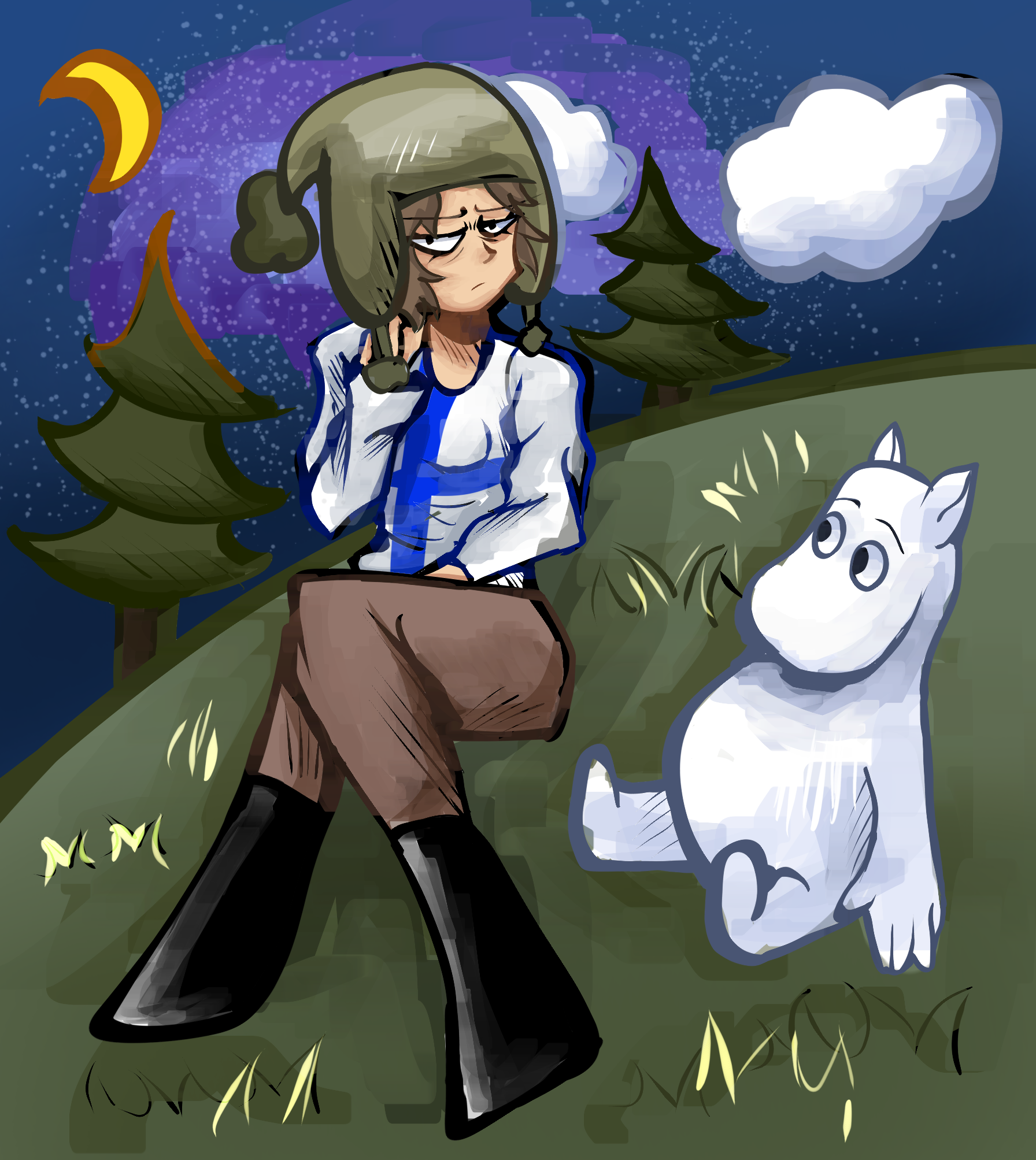Sister Finland and a moomin Sister Finland and a moomin satwcomic.com